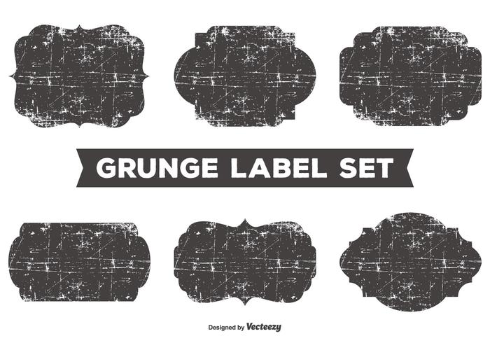 Messy Grunge Label Set vector