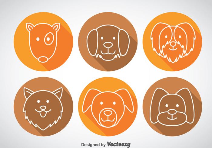 Dogs Long Shadow Icons vector