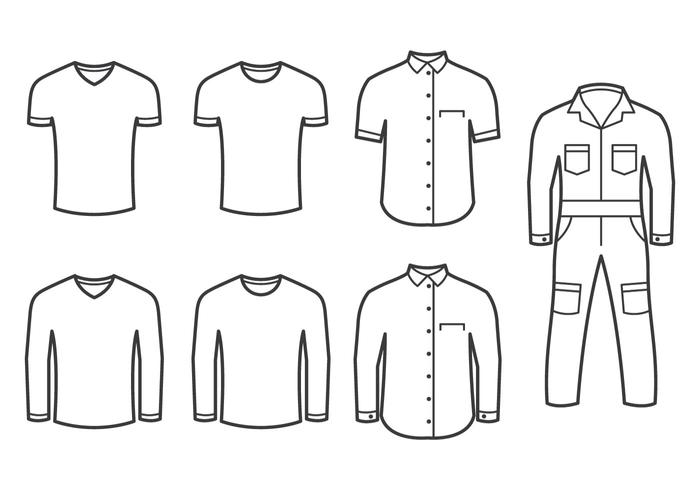 Overall And Folded Shirts Vectors