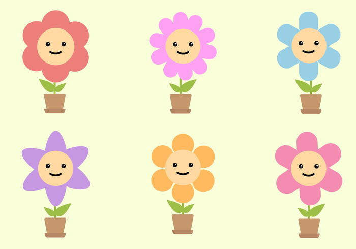 Vector libre de flores sonrientes