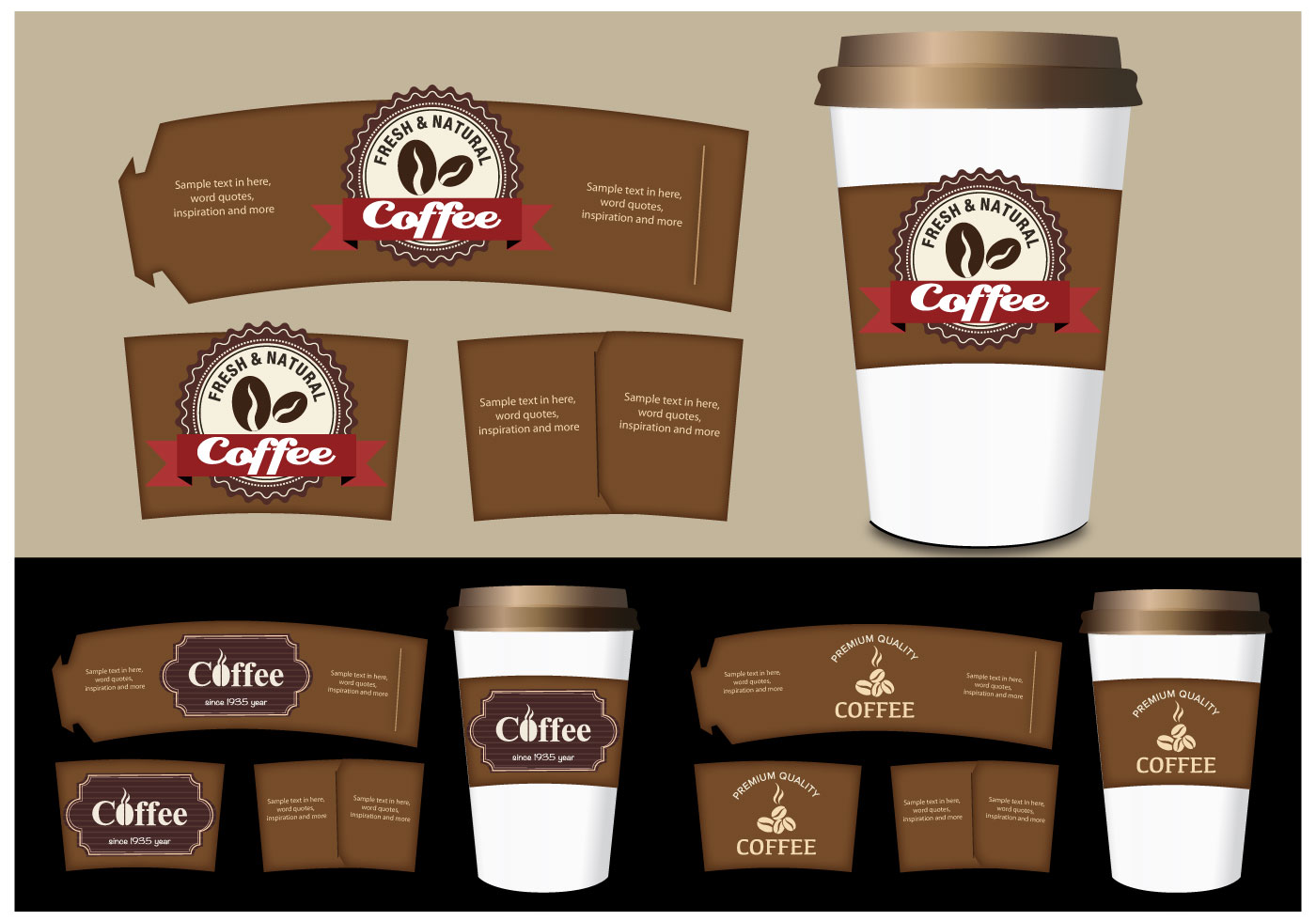 Coffee Sleeve Templates Vector Set - Download Free Vector Art, Stock