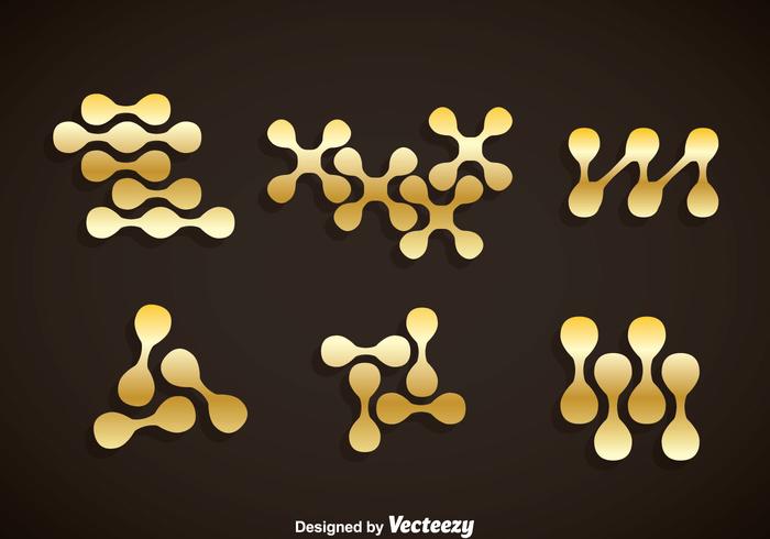 Golden Nanotechnology Icons Sets vector