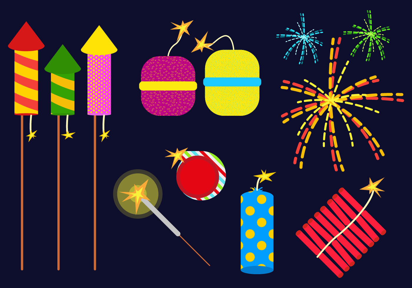 Fire Crackers Set Illustration Vector  Download Free  