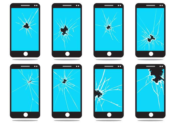 Broken Phone Screen Vector Set