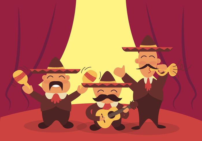 Mariachi Cartoon Funny Illustration Vector