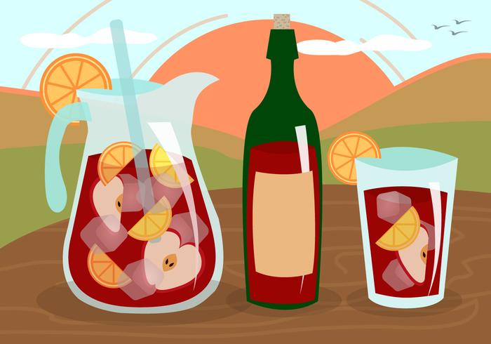 Vino Sangría Bebida de Frutas España Vector