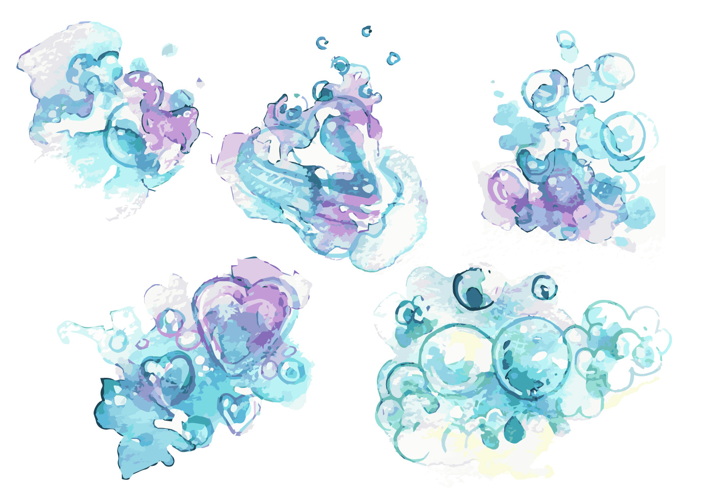 Download Handpainted soap Suds Vector Set for free.