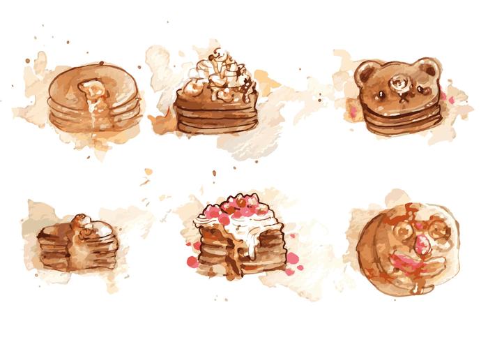 Handpainted Pancake Vector Set Handpainted Pancake Vector Set