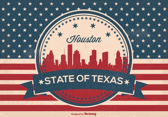 Retro Style Houston Skyline Illustration Retro Style Houston Skyline Illustration
