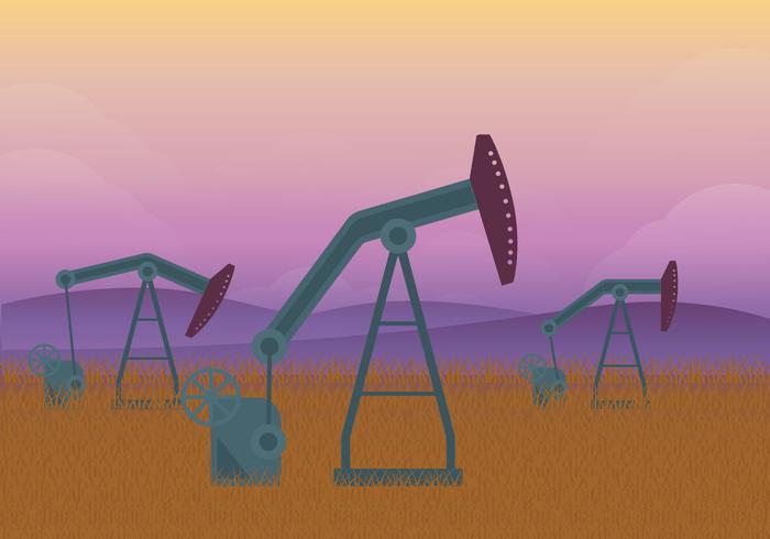 Oil Field Dawn Illustration vector