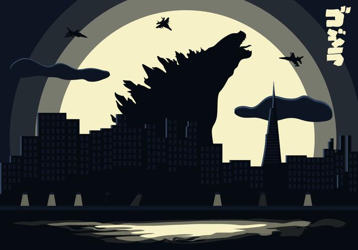 Godzilla Landscape Background Illustration Vector Godzilla Landscape Background Illustration Vector