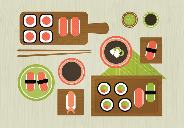 Ilustración vectorial de comida de sushi vector