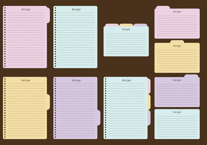 Recipes Sheets And Card Vectors