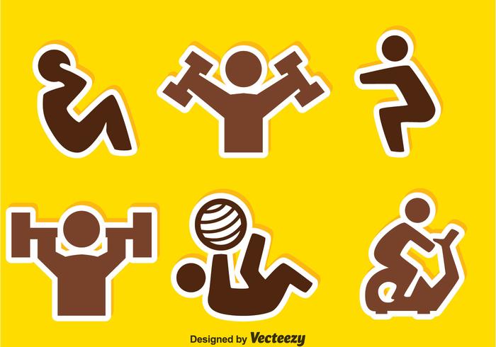 People Exercise Sticker Icons vector