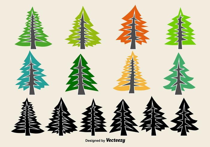 Flat Pine Vector Icons Flat Pine Vector Icons