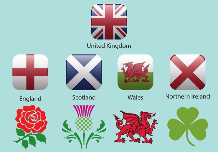 United Kingdom Flags And Emblems vector