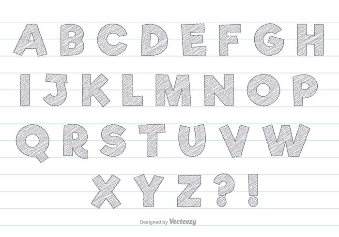 Grey Scribble Style Alphabet Set vector