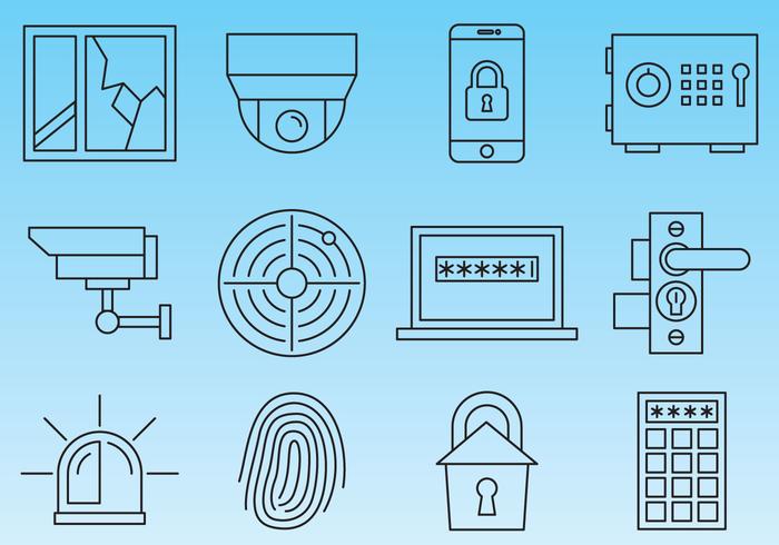 Security Line Icons vector