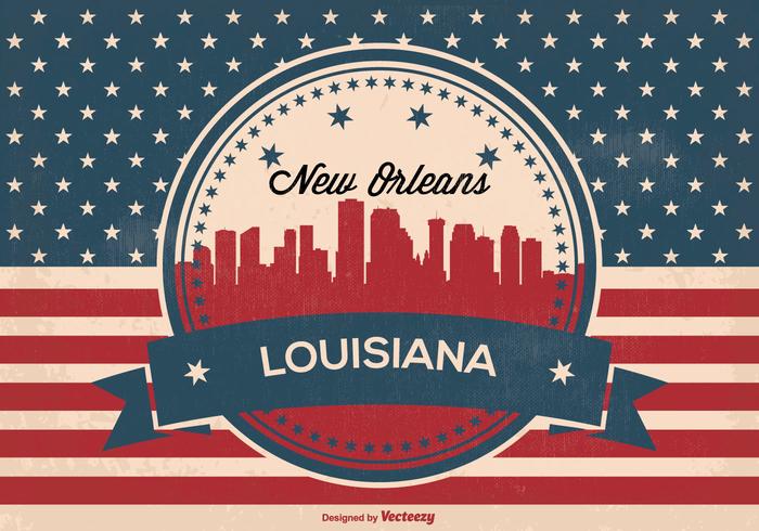 New Orleans Retro Skyline Illustration New Orleans Retro Skyline Illustration