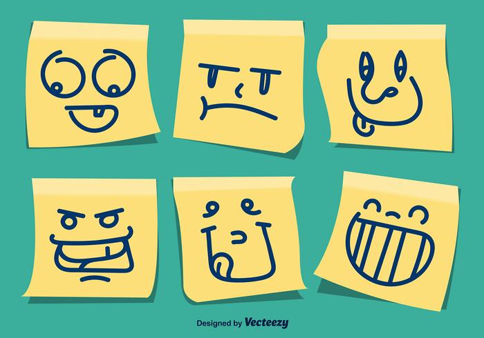 Yellow Vector Post It Caricature Set