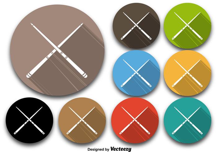 Colorful Pool Sticks Vector Iconos