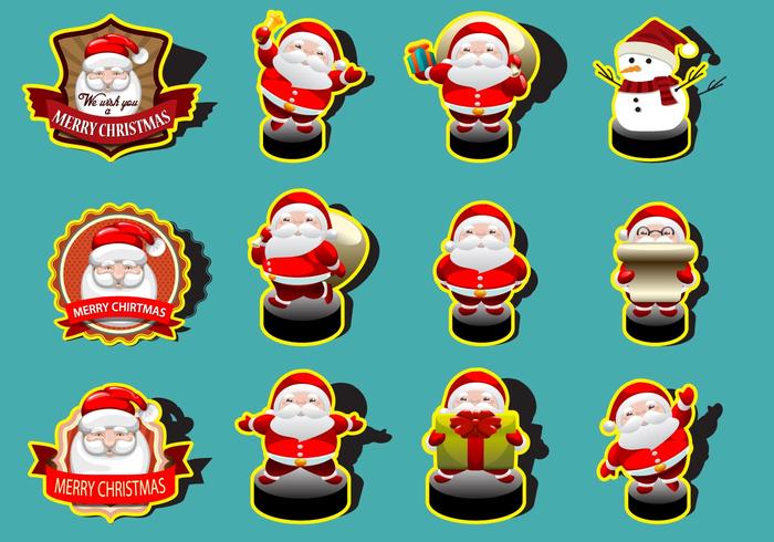 Santa Cute Sticker Collection Vectors Santa Cute Sticker Collection Vectors