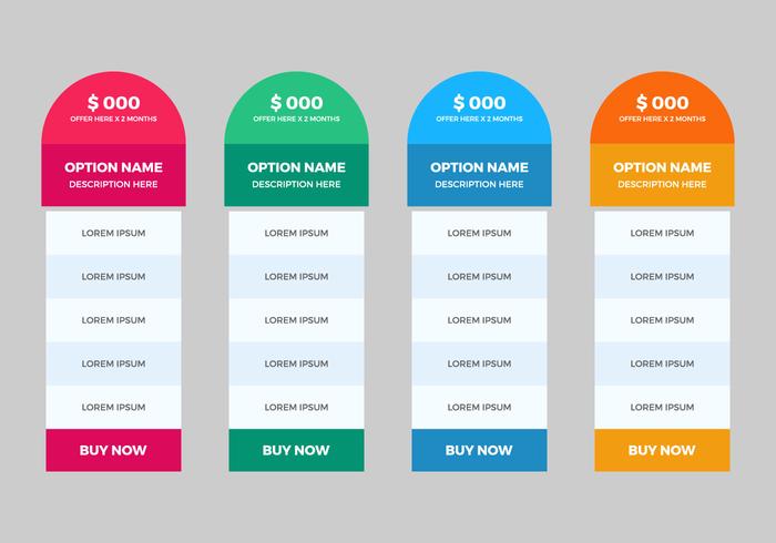 Tabla libre de precios Vector