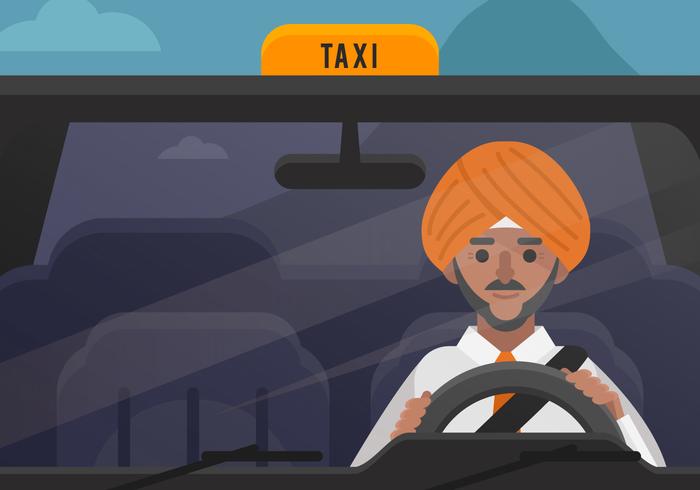 Vector Turban Man Taxi Driver