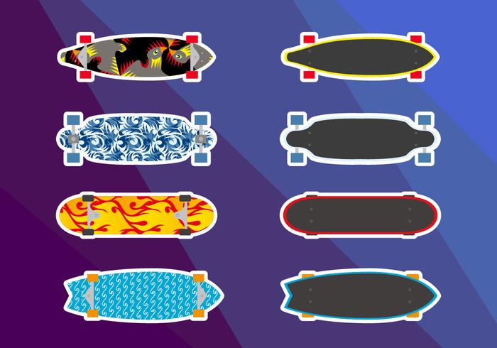 Longboards Patines Ilustraciones Vectoriales vector