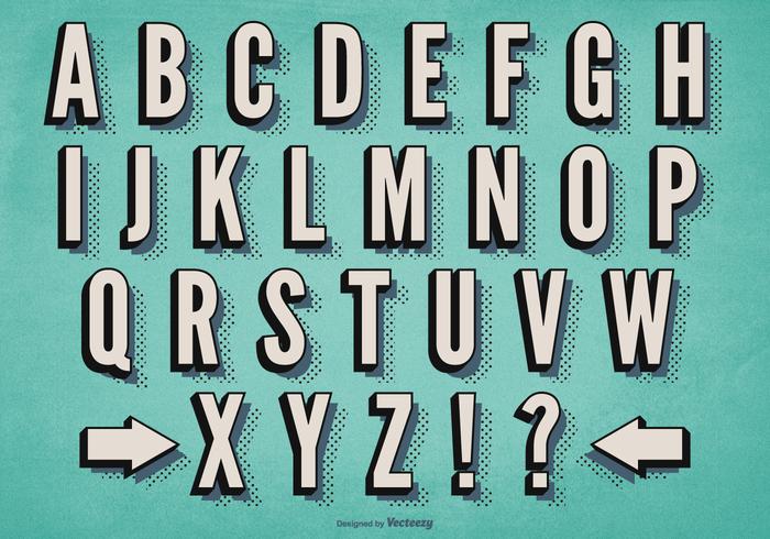 Retro Alphabet Set vector