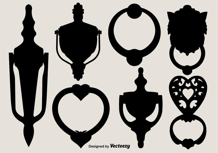 Vector Black Silhouettes of Door Knockers Vector Black Silhouettes of Door Knockers
