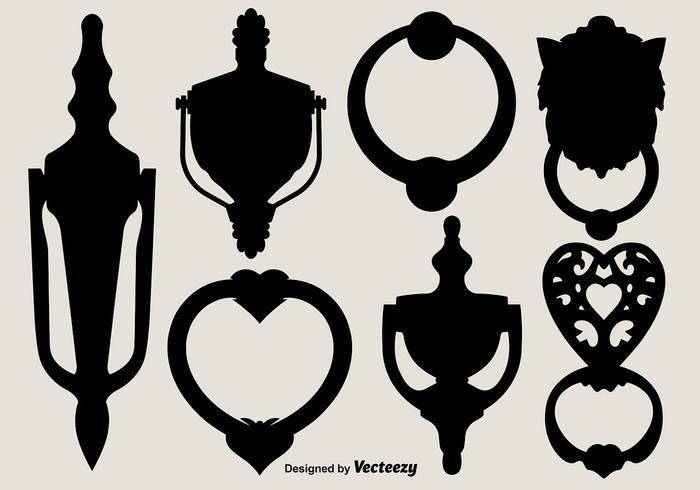 Vector Black Silhouettes of Door Knockers