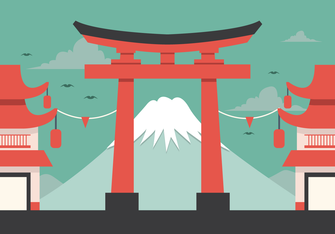 Vector Fuji and Torii - Download Free Vector Art, Stock Graphics & Images