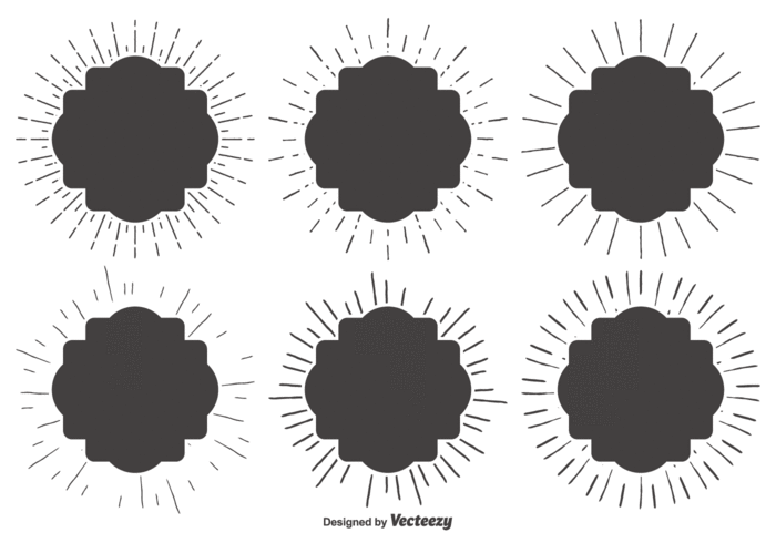 Hand Drawn Sunburst Label Set Hand Drawn Sunburst Label Set