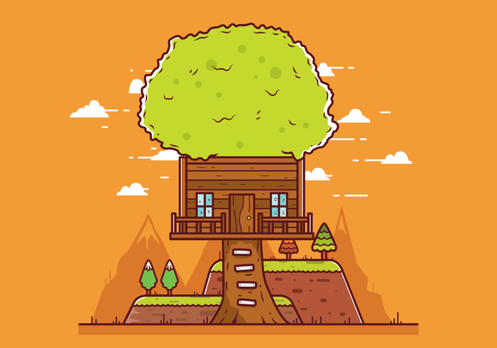 Vector de la casa del árbol libre