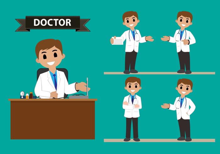 Male Doctor Character Vector Set