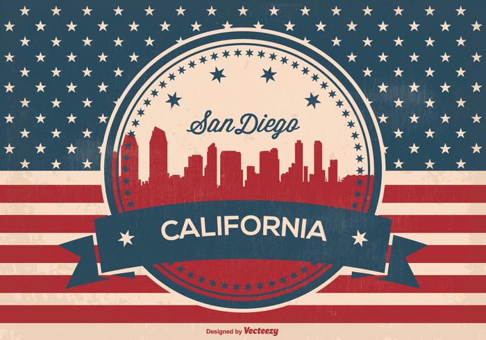 Retro San Diego Skyline Illustration Retro San Diego Skyline Illustration