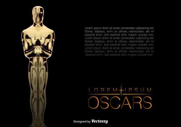 Vector realista Golden Oscar estatua de fondo