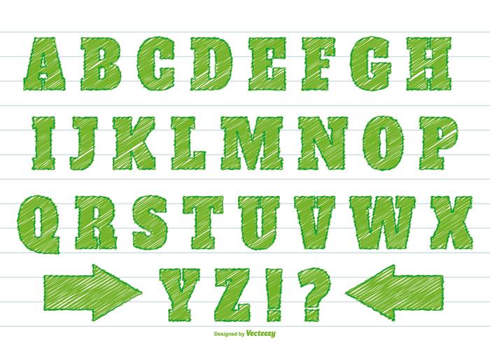 Green Scribble Style Alphabet Set vector