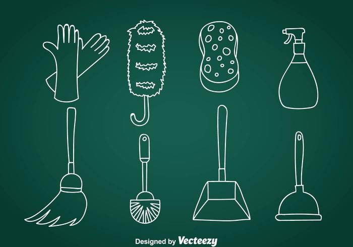 Home Cleaning Doodle Vector Icons