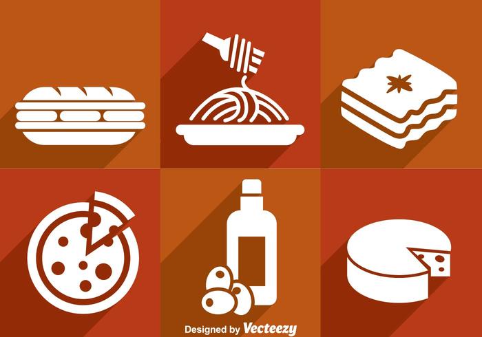 Italian Food White Icons vector