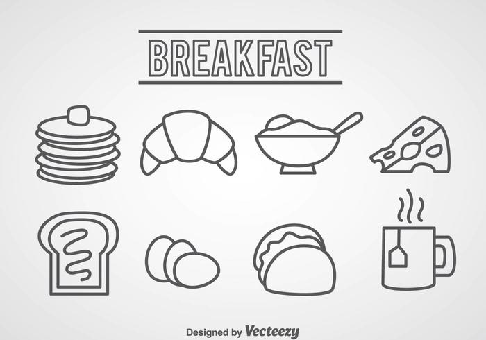 Breakfast Food Outline Icons vector