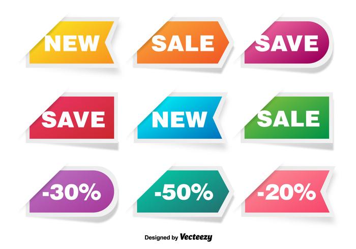 Colorful Discount Labels Vector Set