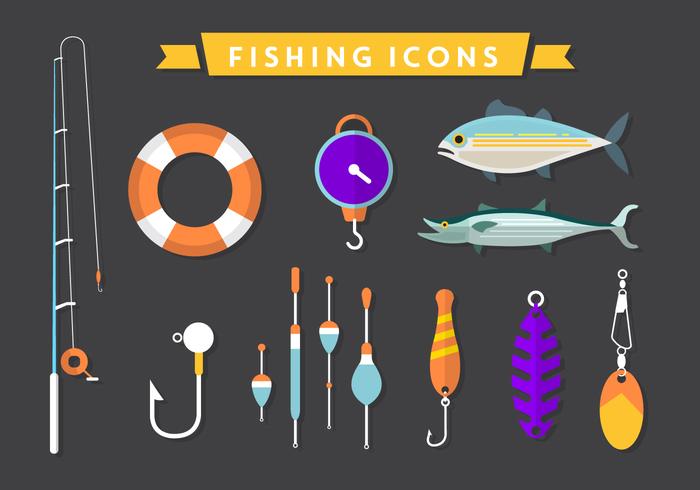 Flat Fishing Vector Icons 