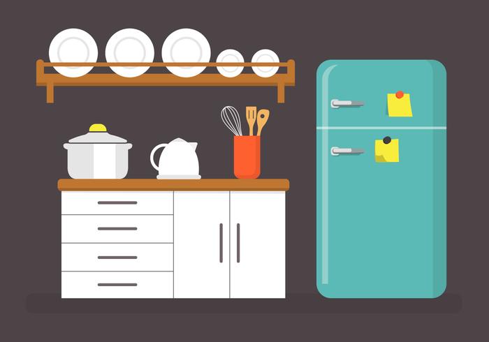 Flat Kitchen Vector Illustration