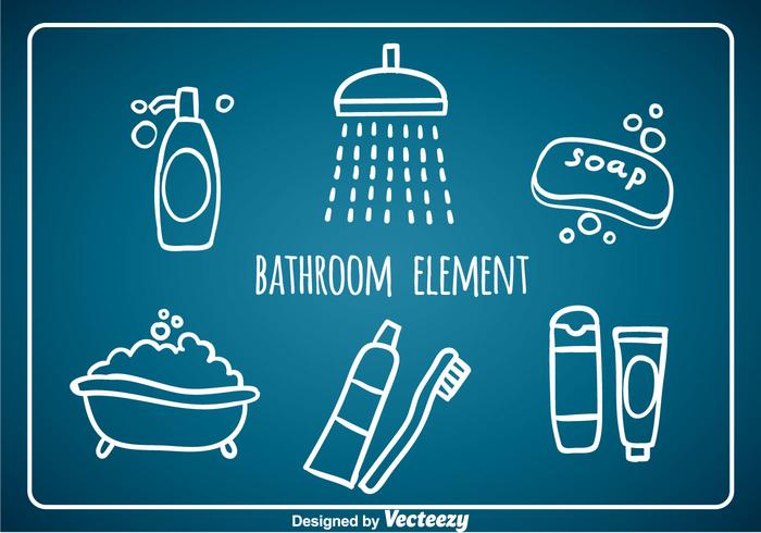 Bathroom Element Hand Draw Icons vector