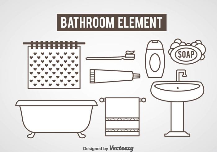 Bathroom Element Icons Vector