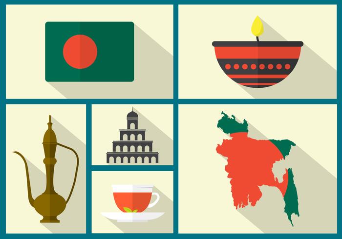 Flat Styled Bangladesh Map  vector