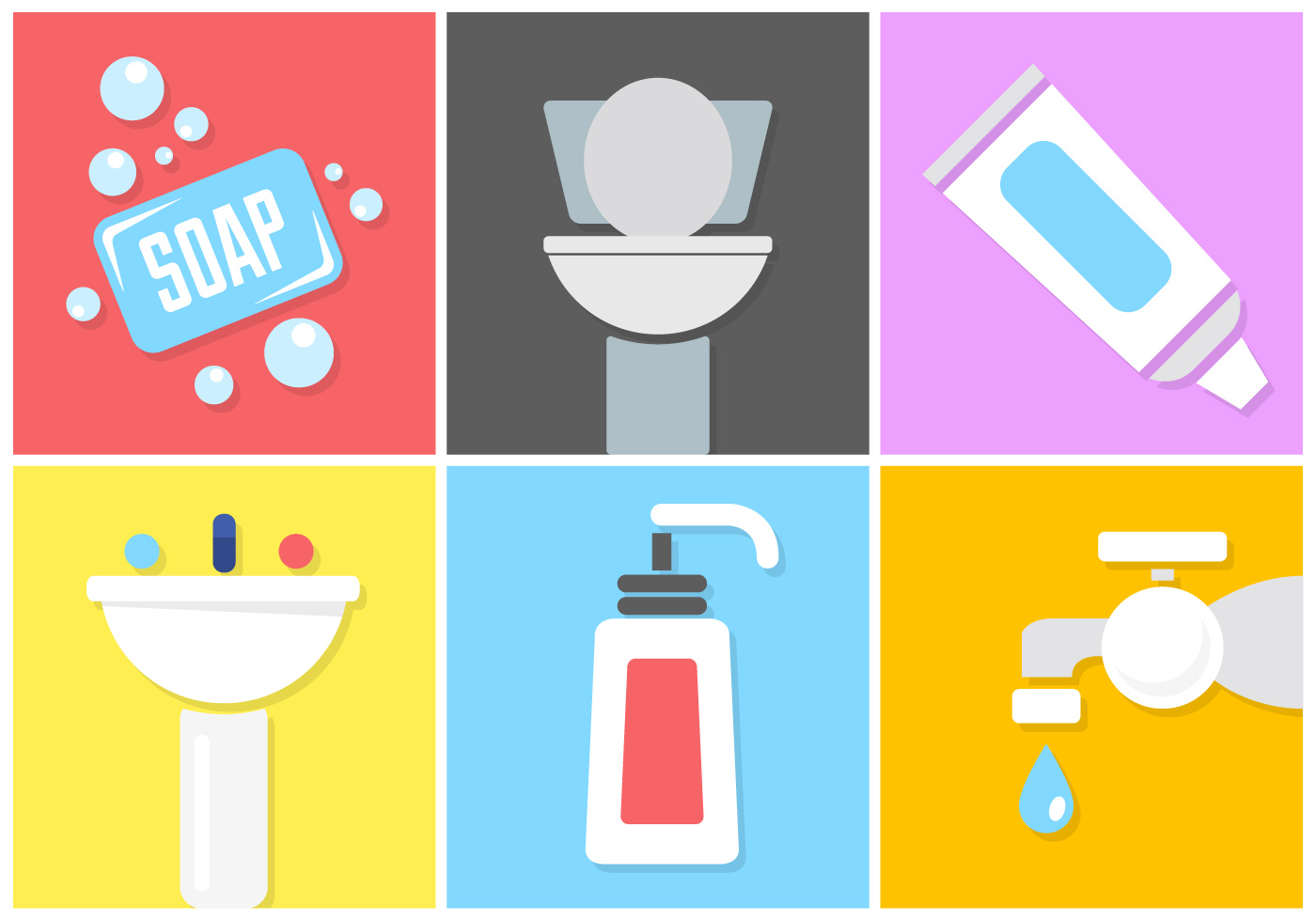 Set Of Hygiene Vector Elements - Download Free Vector Art Set Of Hygiene Vector Elements - Download Free Vector Art