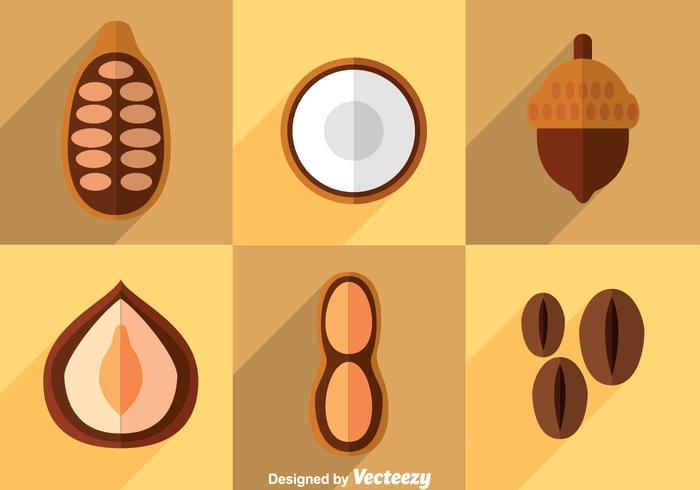 Nuts Flat Icons Vector